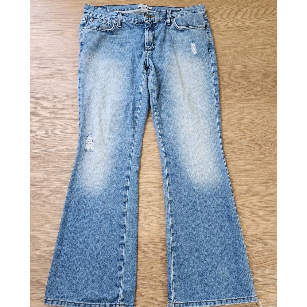 American Eagle Womens 12 Hipster Low Rise Distressed Bootcut Y2K Hippie 35x32